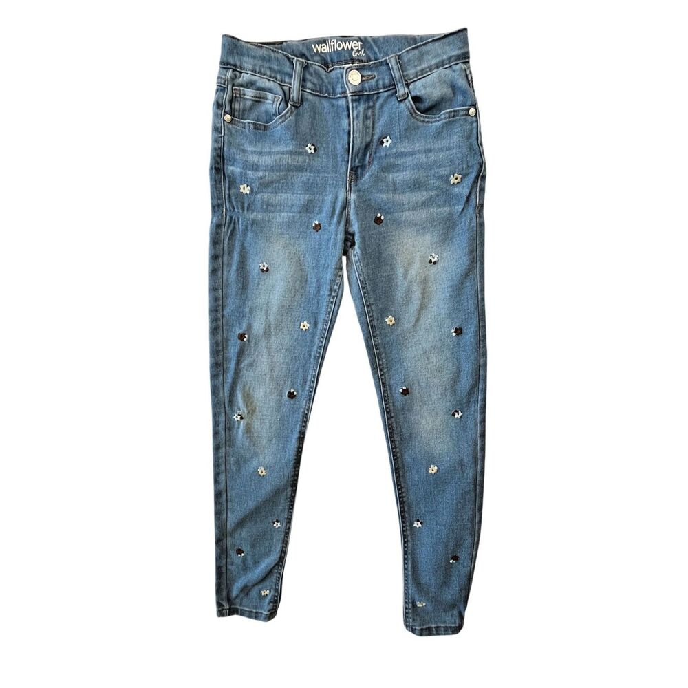 Wallflower Jeans Girls 14 Embroidered Stars Skinny Stretch (W24 L25)